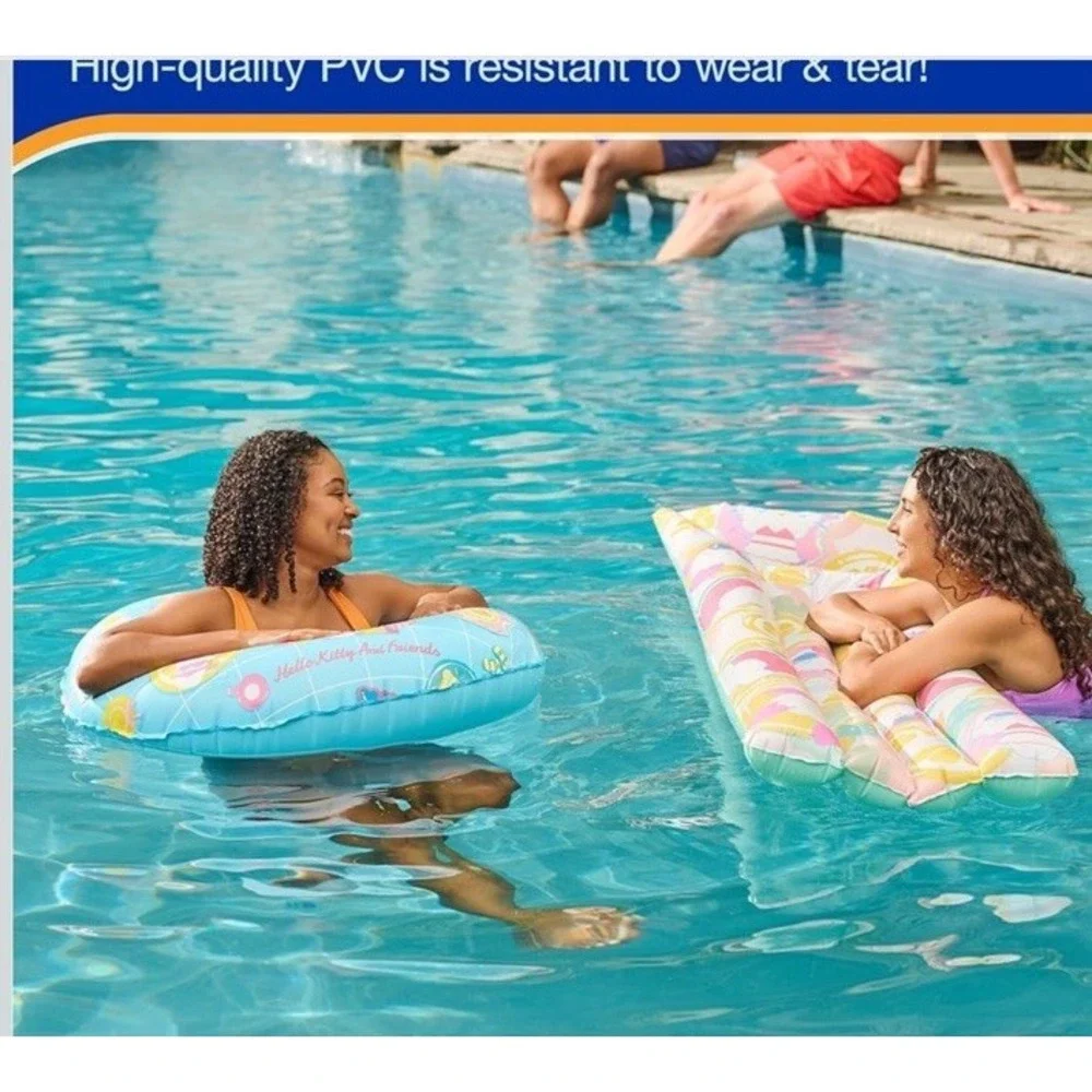 Hello Kitty & Friends Pool Floats Raft Swimways SunTanner Swim 5.8ft Long NIB